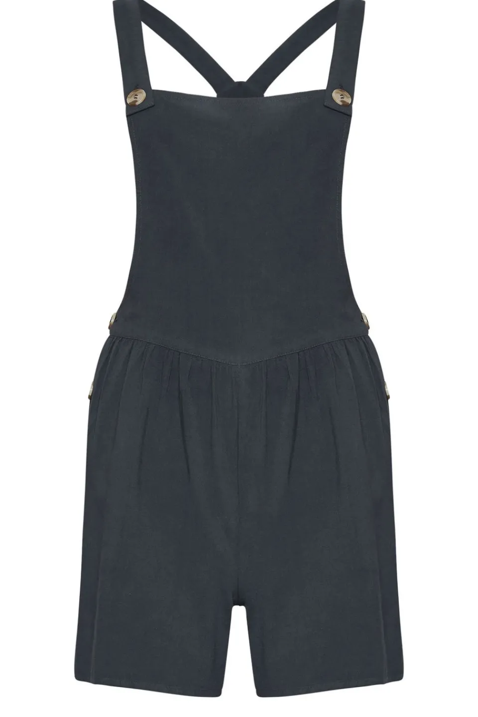Jumpsuits & Playsuits>PIXIEGIRL Petite Black Acid Wash Short Dungarees