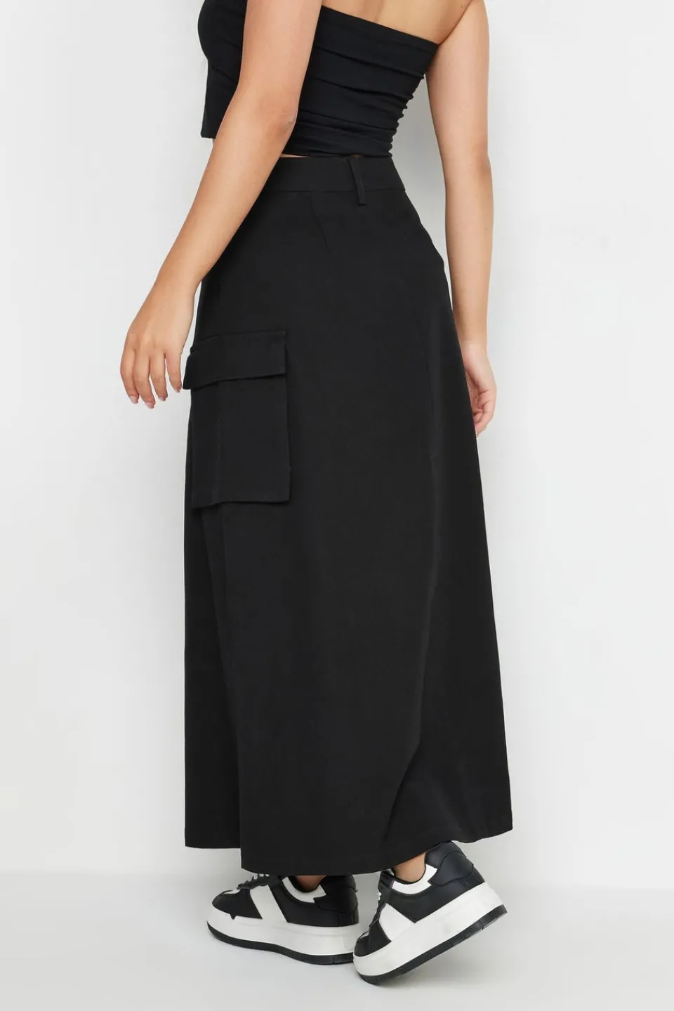 Skirts>PIXIEGIRL Petite Black Cargo Maxi Skirt
