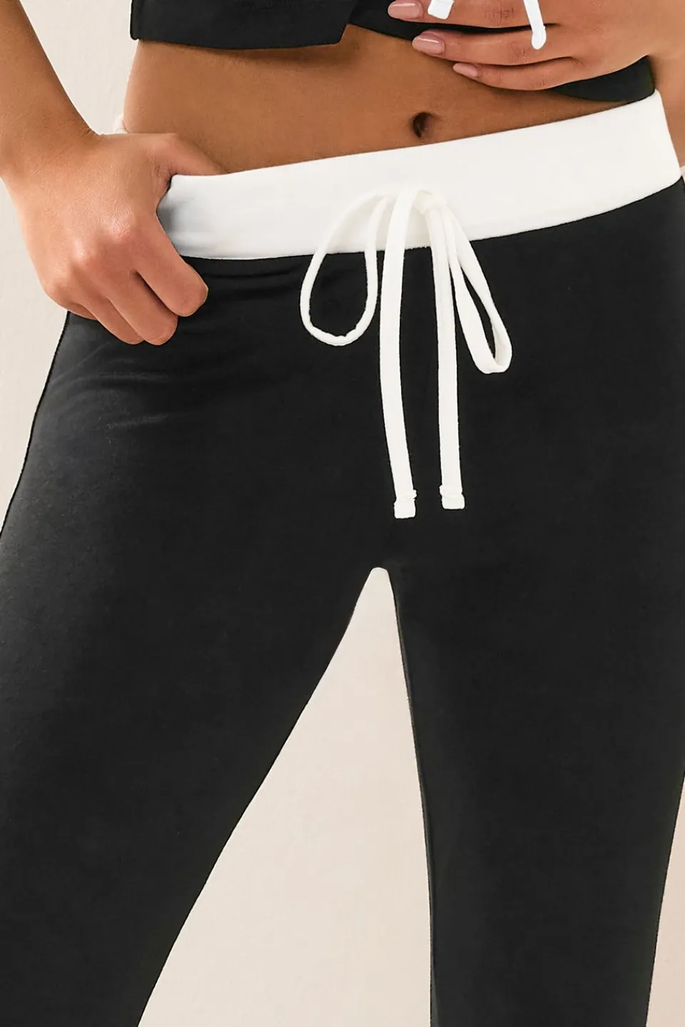 Trousers>PIXIEGIRL Petite Black Contrast Waist Flared Trousers