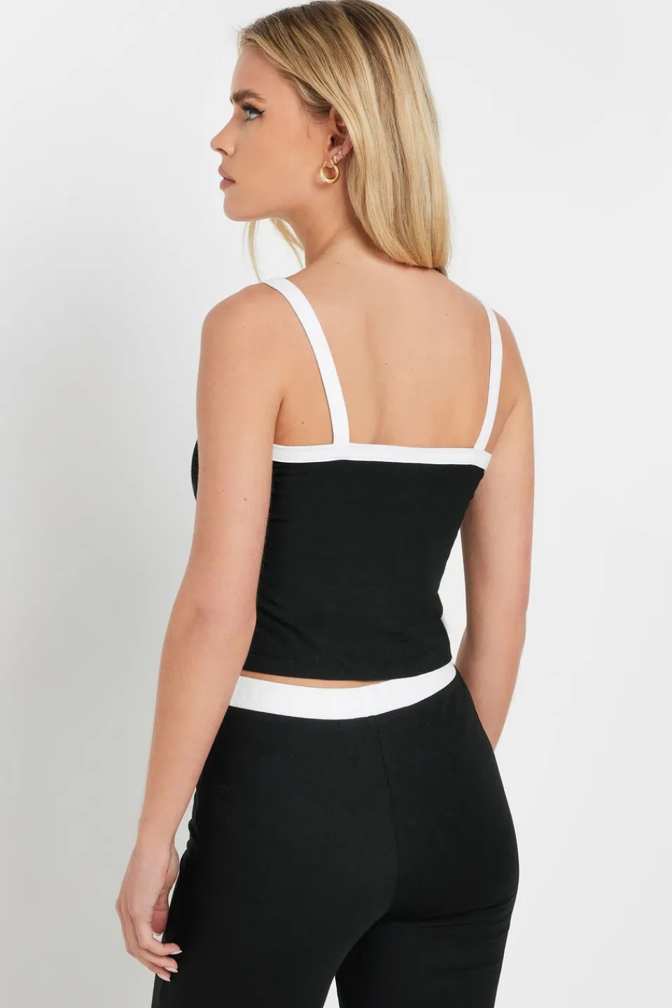 Tops>PIXIEGIRL Petite Black Contrast Drawstring Vest Top