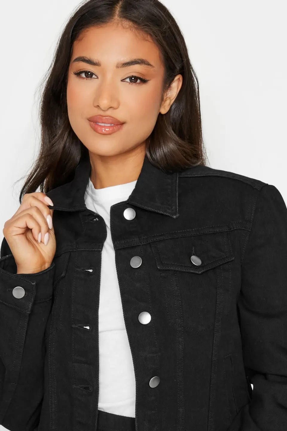 Coats & Jackets>PIXIEGIRL Petite Black Denim Jacket
