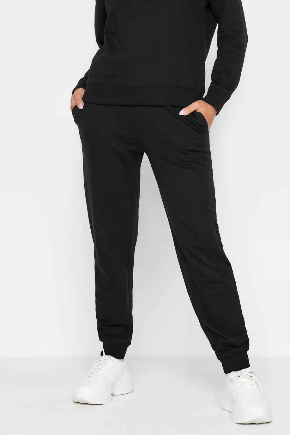 Trousers>PIXIEGIRL Petite Black Elasticated Waist Cuffed Joggers