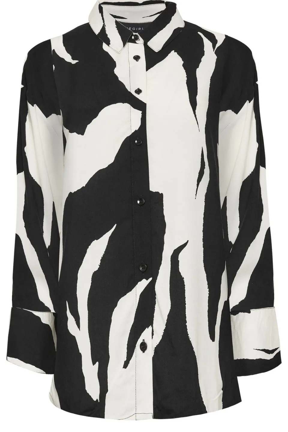 Tops>PIXIEGIRL Petite Black Mono Abstract Print Shirt