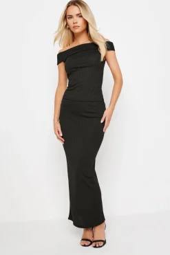 Skirts>PIXIEGIRL Petite Black Ribbed Maxi Tube Skirt