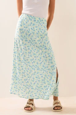 Skirts>PIXIEGIRL Petite Blue Ditsy Floral Midaxi Skirt