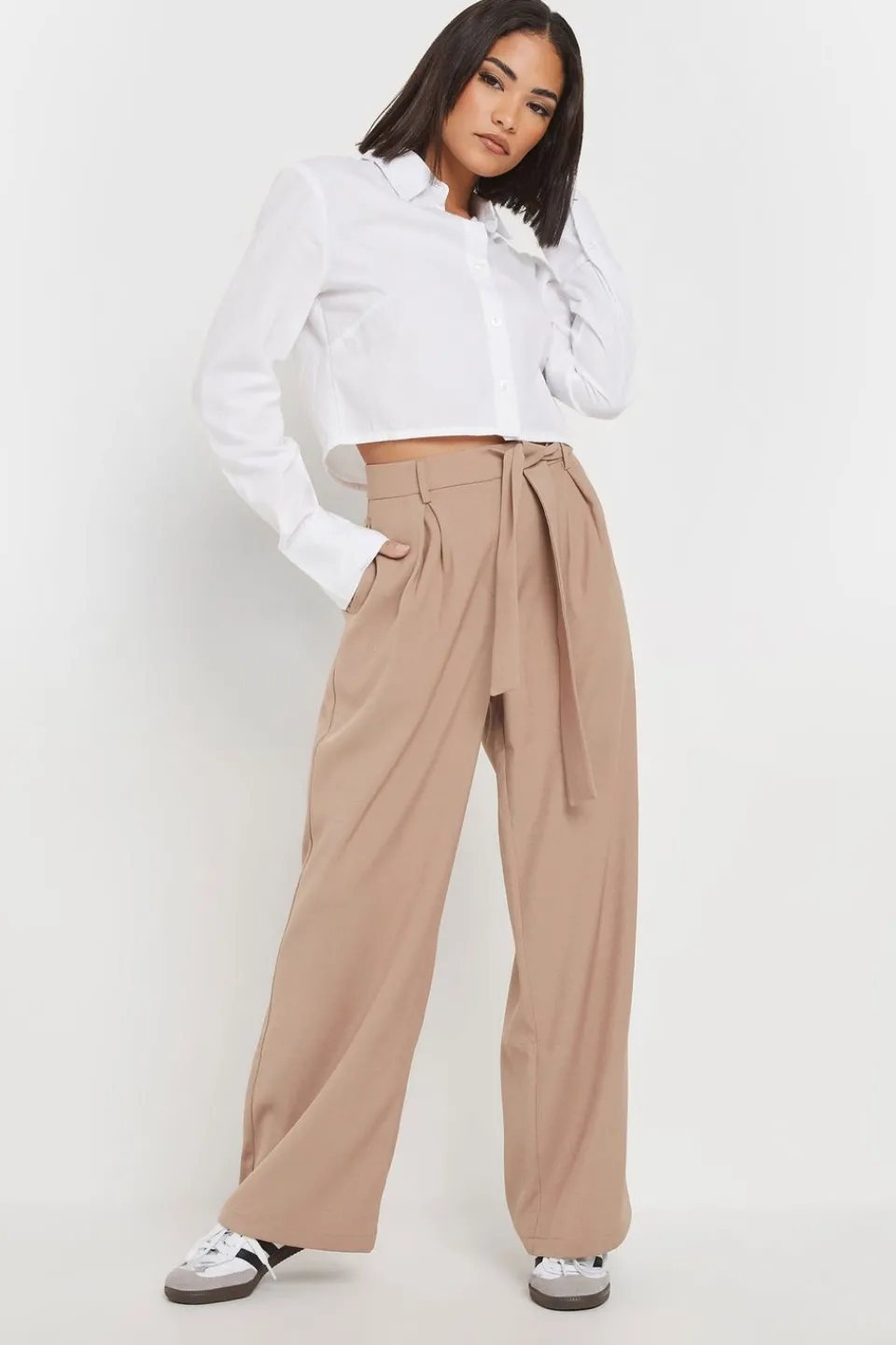 Trousers>PIXIEGIRL Petite Blush Pink Woven Side Wrap Trousers