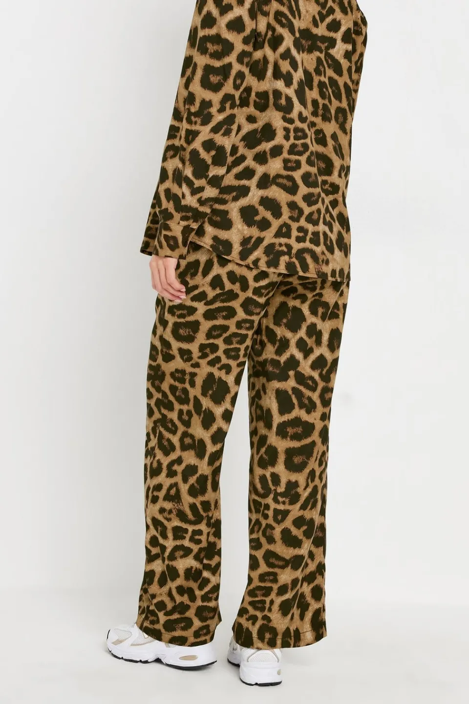 Trousers>PIXIEGIRL Petite Brown Leopard Print Drawstring Wide Leg Trousers