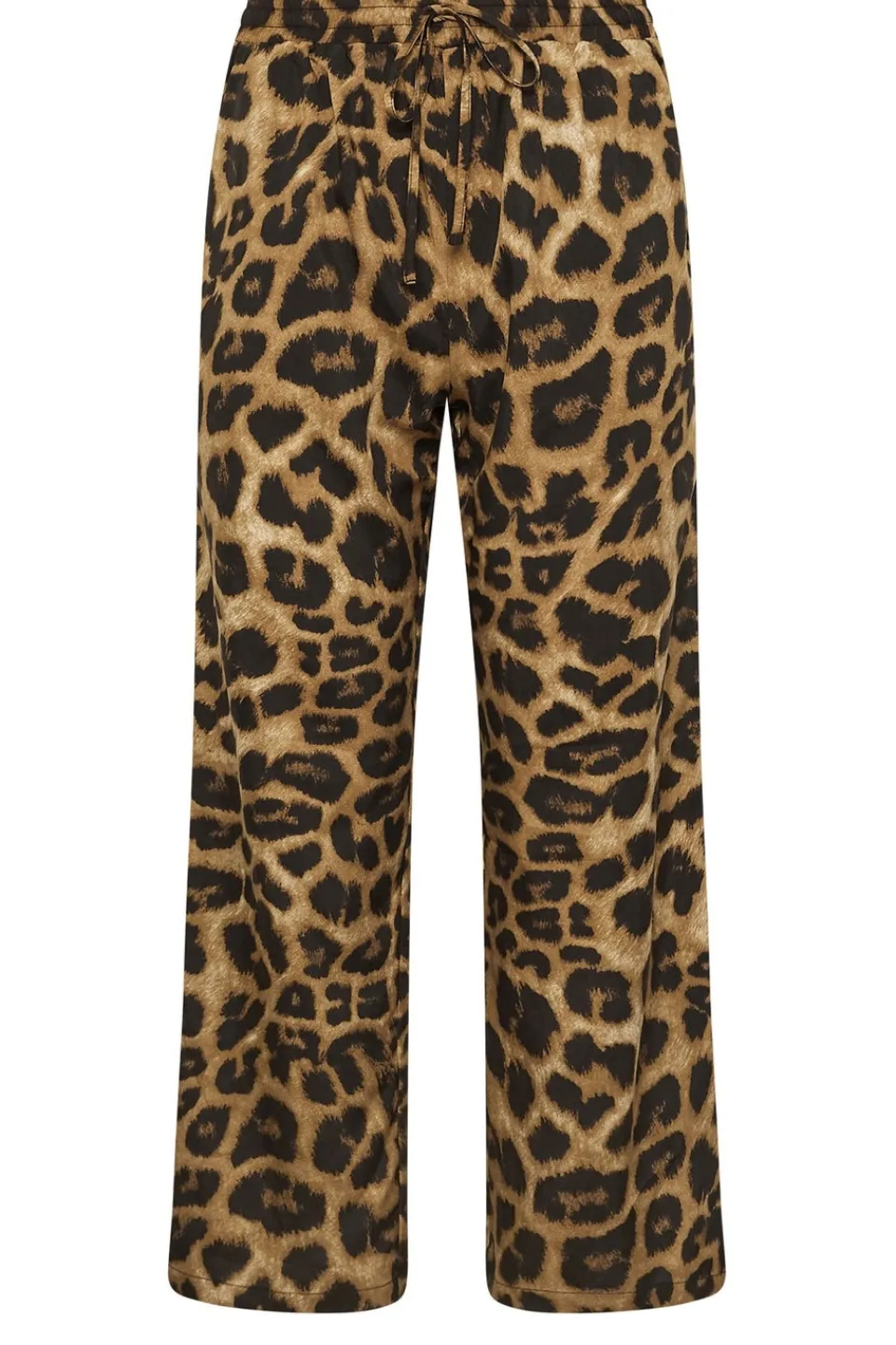 Trousers>PIXIEGIRL Petite Brown Leopard Print Drawstring Wide Leg Trousers