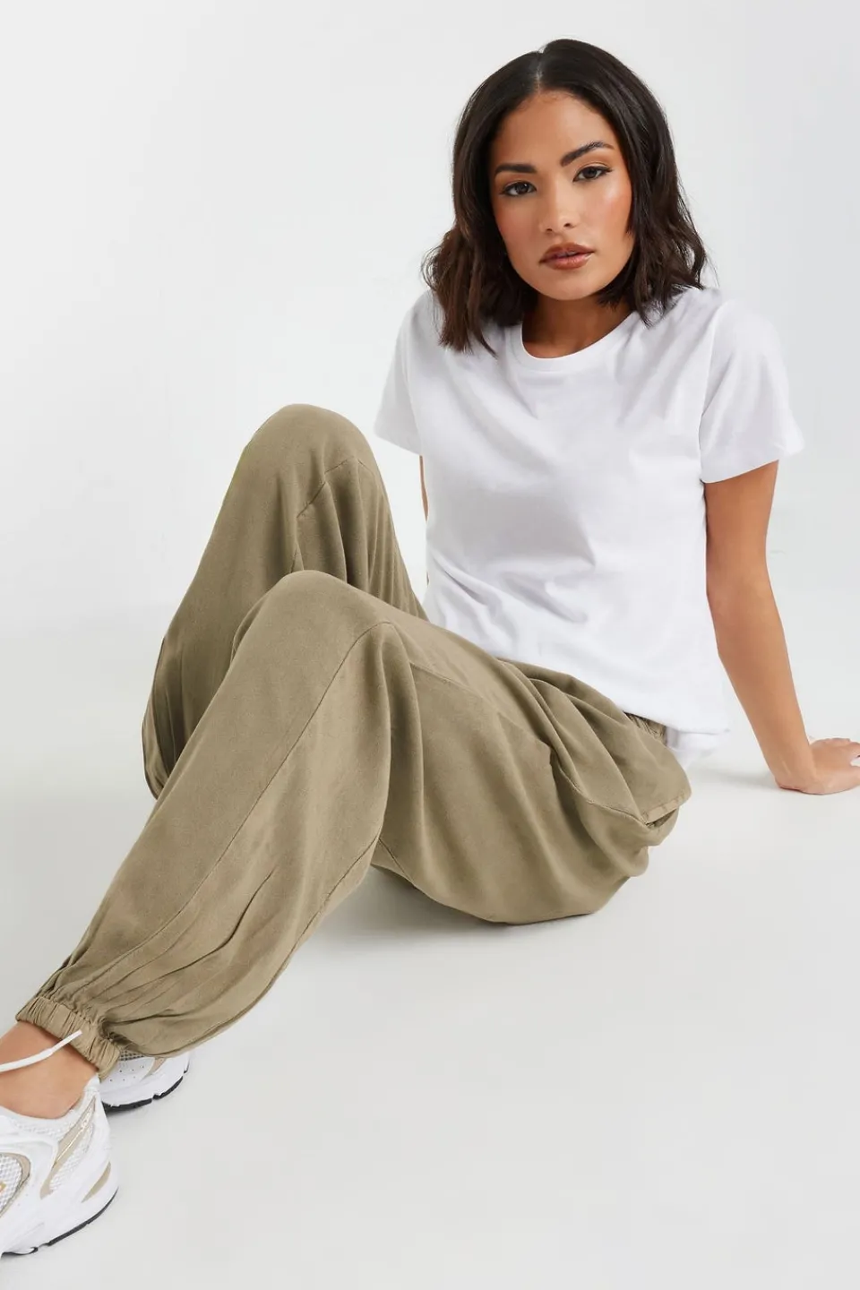 Trousers>PIXIEGIRL Petite Brown Seam Detail Cuffed Trousers