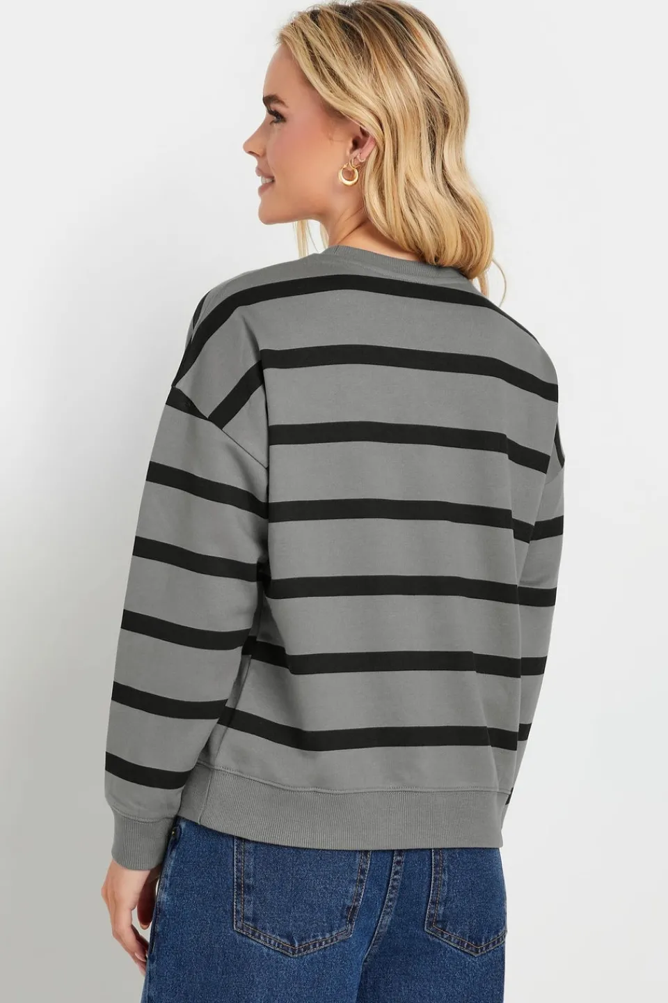 Tops>PIXIEGIRL Petite Charcoal Grey Stripe Sweatshirt