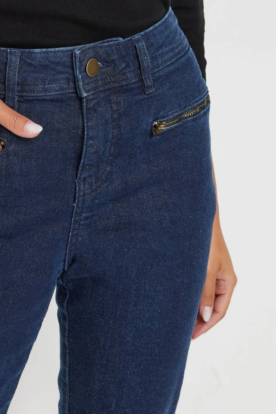 Jeans & Jeggings>PIXIEGIRL Petite Dark Blue Stretch Zip Pocket Skinny Jeans