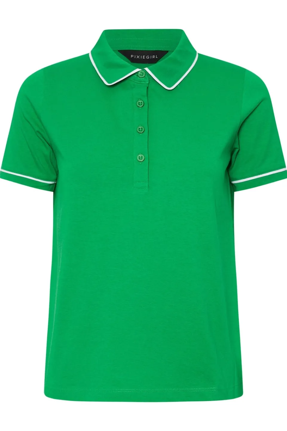 T-Shirts>PIXIEGIRL Petite Green Contrast Trim Polo Shirt