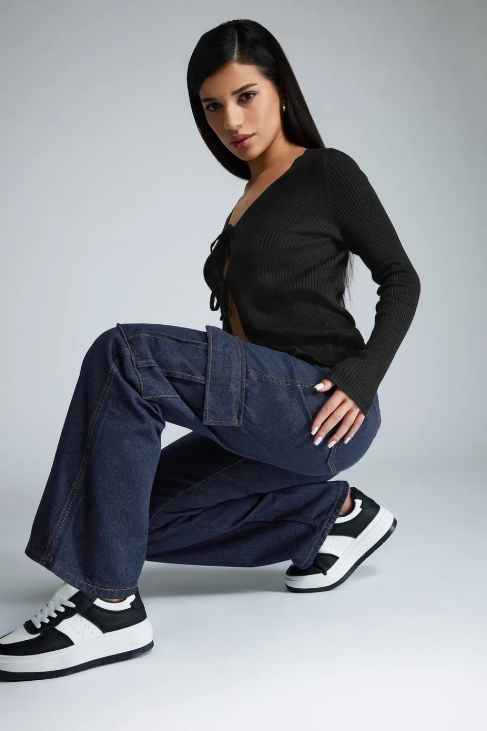 Jeans & Jeggings>PIXIEGIRL Petite Indigo Blue Non-Stretch Utility Cargo Jeans
