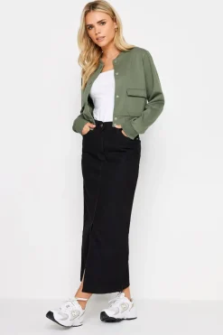 Coats & Jackets>PIXIEGIRL Petite Khaki Green Jersey Bomber Jacket