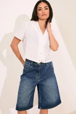 Shorts>PIXIEGIRL Petite Mid Blue Denim Jorts