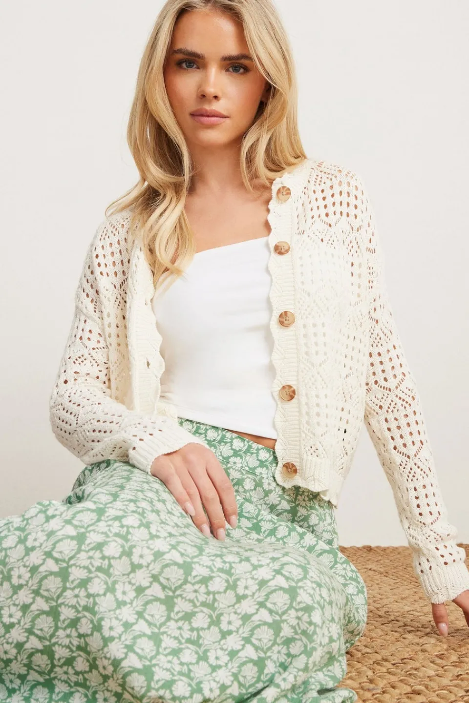 Skirts>PIXIEGIRL Petite Mint Green Floral Side Slit Maxi Skirt