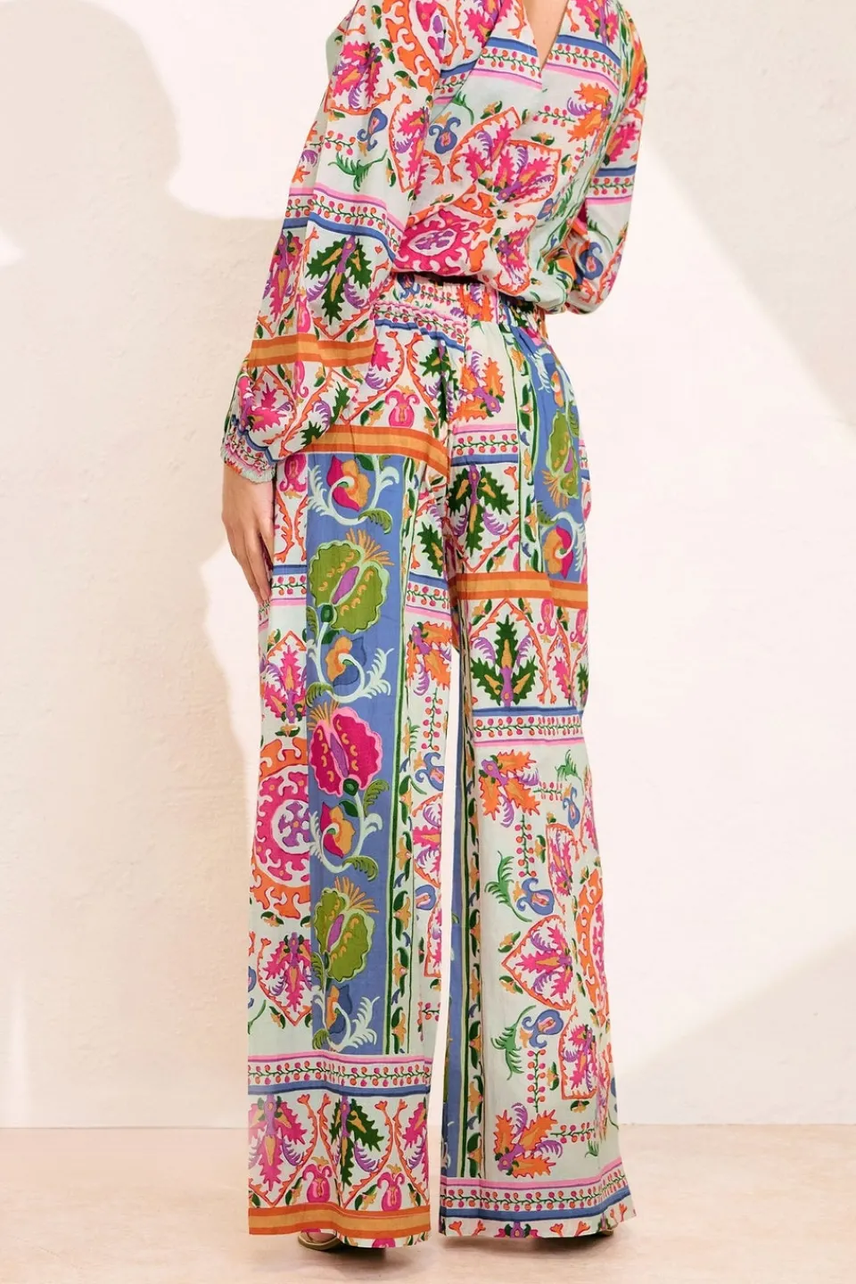 Trousers>PIXIEGIRL Petite Orange Abstract Tile Print Wide Leg Trousers