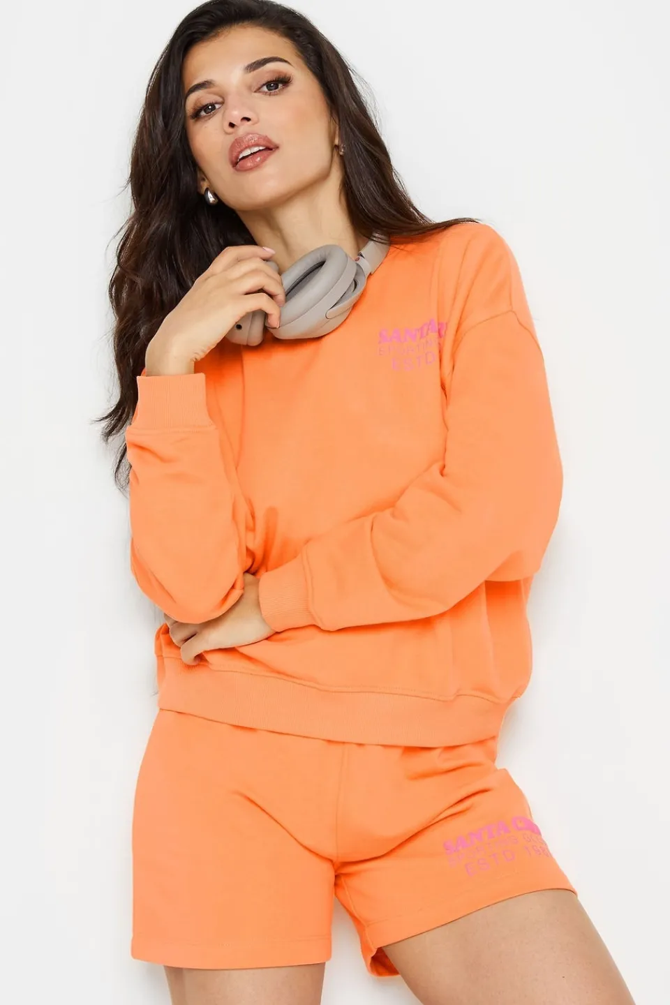 Shorts>PIXIEGIRL Petite Orange 'Santa Cruz' Slogan Jogger Shorts