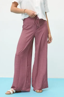 Trousers>PIXIEGIRL Petite Pink Gingham Wide Leg Trousers