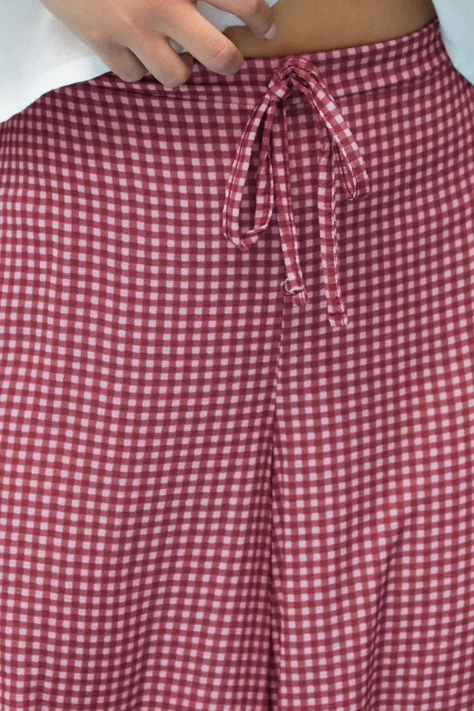 Trousers>PIXIEGIRL Petite Pink Gingham Wide Leg Trousers