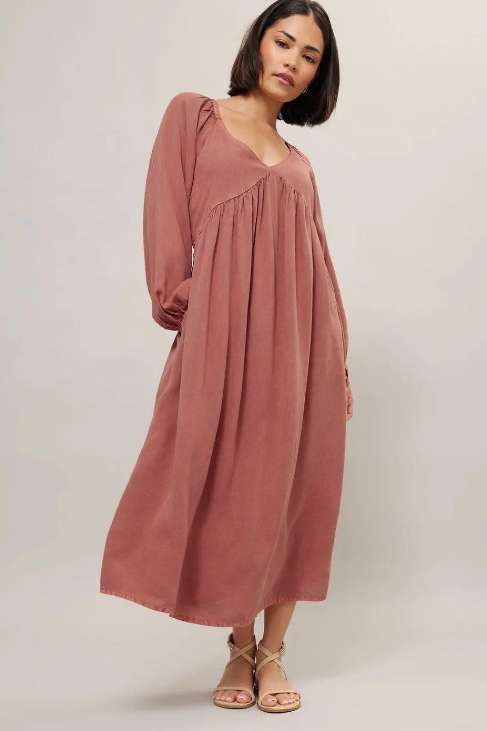 Dresses>PIXIEGIRL Petite Pink Woven Tie Back Smock Dress