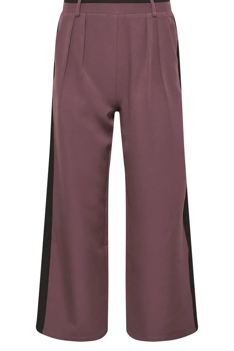 Trousers>PIXIEGIRL Petite Purple Side Stripe Contrast Waist Wide Leg Trousers