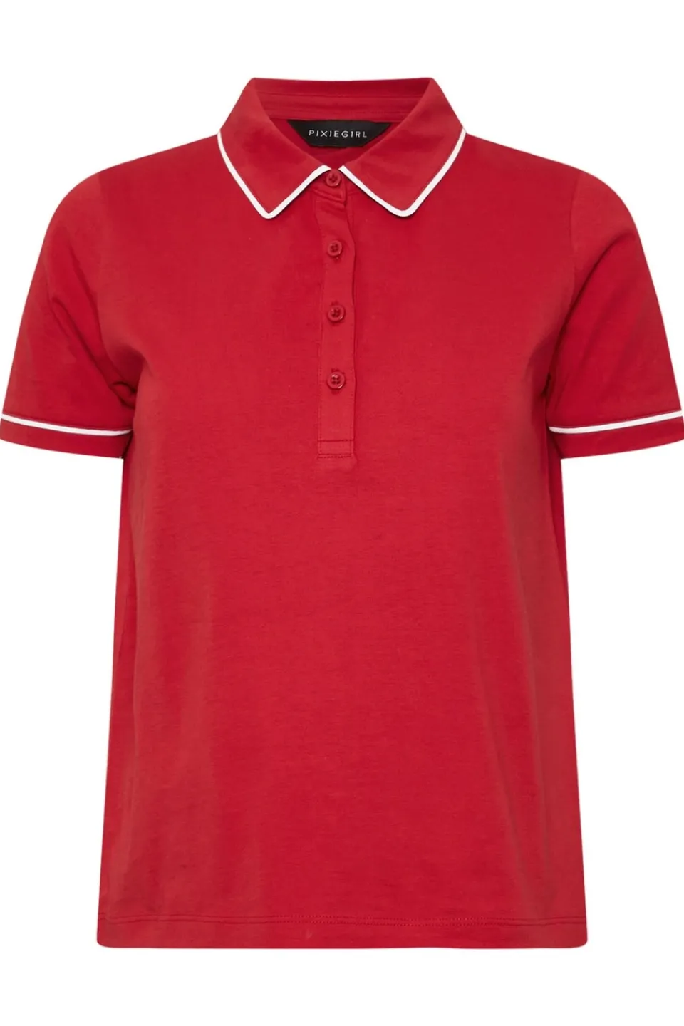 Tops>PIXIEGIRL Petite Red Contrast Trim Polo Shirt