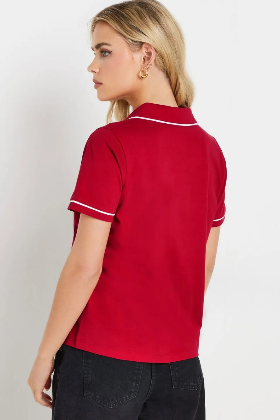 Tops>PIXIEGIRL Petite Red Contrast Trim Polo Shirt