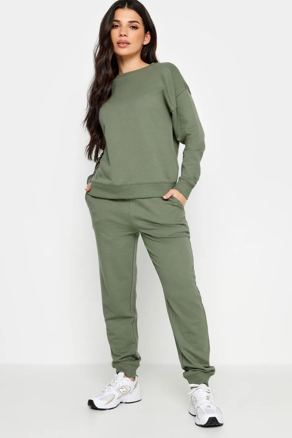 Loungewear>PIXIEGIRL Petite Sage Green Crew Neck Sweatshirt