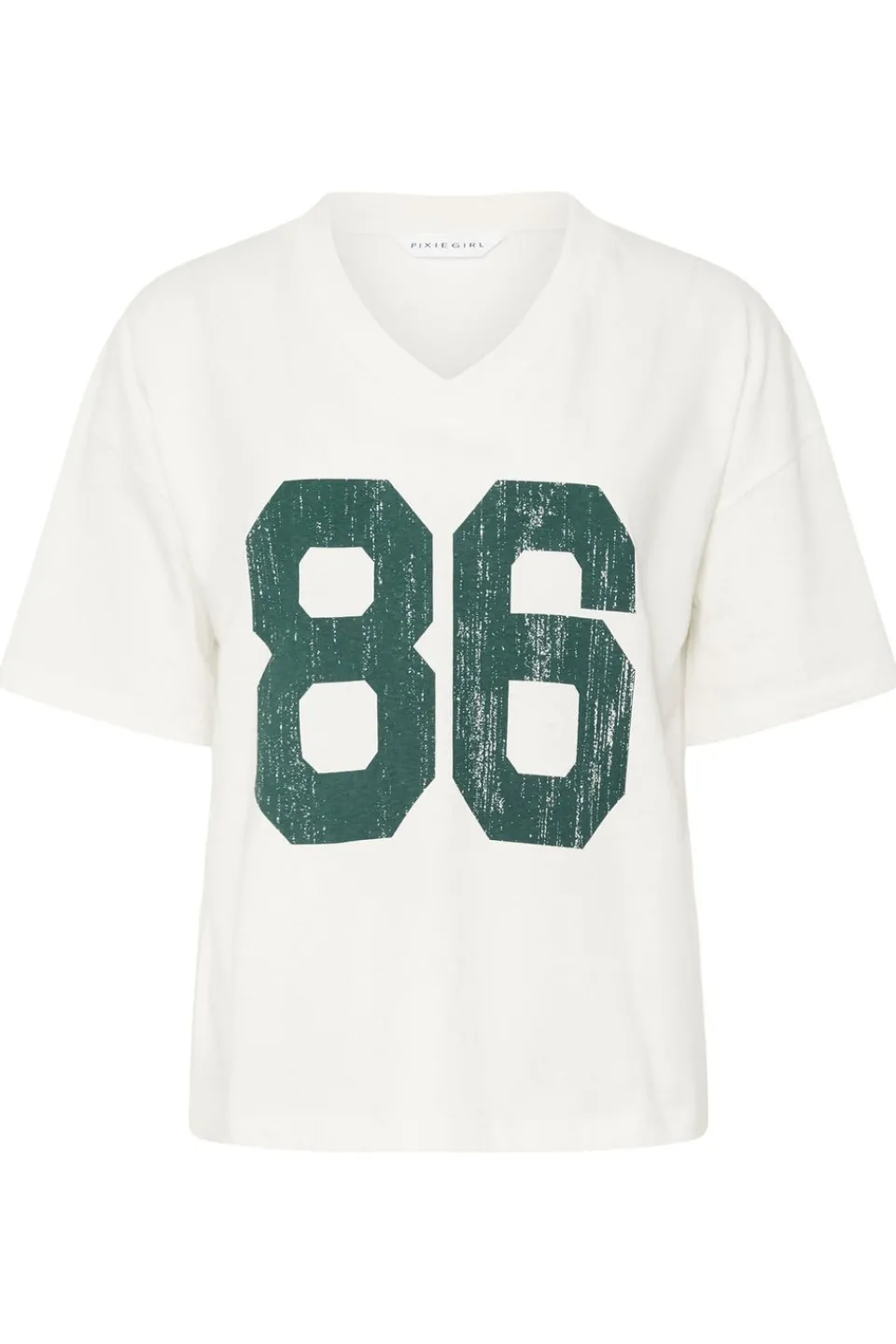 T-Shirts>PIXIEGIRL Petite White Jersey Graphic Varsity T-Shirt