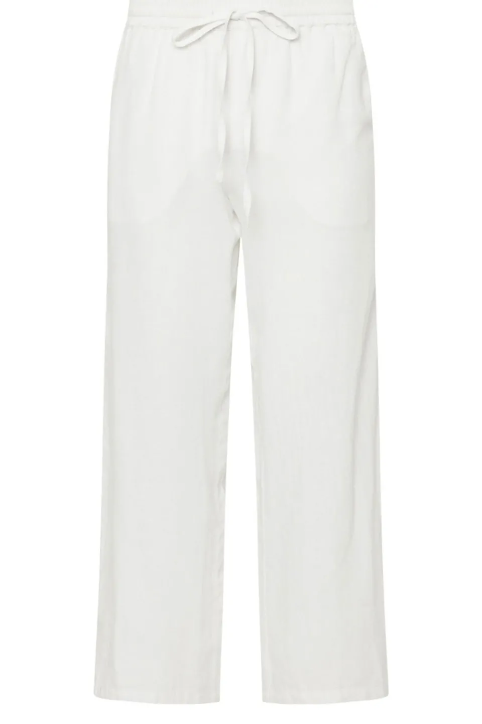 Trousers>PIXIEGIRL Petite White Linen Drawstring Wide Leg Trousers