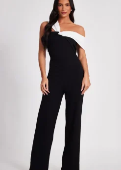 Jumpsuits & Playsuits>Quiz Black Contrast Bardot Jumpsuit