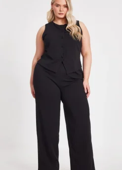 Trousers>Quiz Black Curve Palazzo Trousers