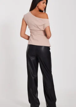 Trousers>Quiz Black Faux Leather Trousers