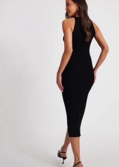 Dresses>Quiz Black Knit Halter Neck Dress