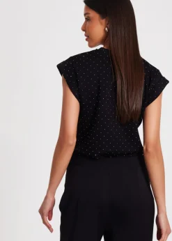 Tops>Quiz Black Stud Detail Top