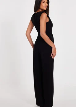 Jumpsuits & Playsuits>Quiz Black Tie Waist Jumpsuit