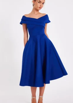 Dresses>Quiz Blue Bardot Midaxi Dress