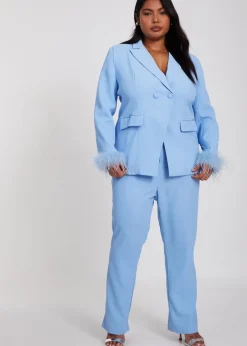 Trousers>Quiz Blue Curve Tapered Leg Trousers
