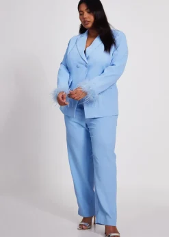 Trousers>Quiz Blue Curve Tapered Leg Trousers