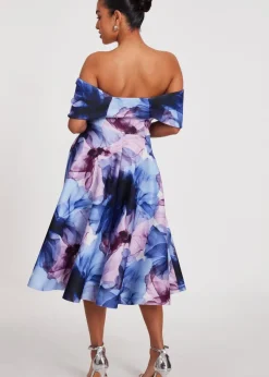 Dresses>Quiz Blue Petite Floral Skater Dress