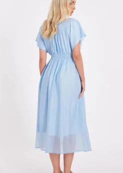 Dresses>Quiz Blue V Neck Midi Dress