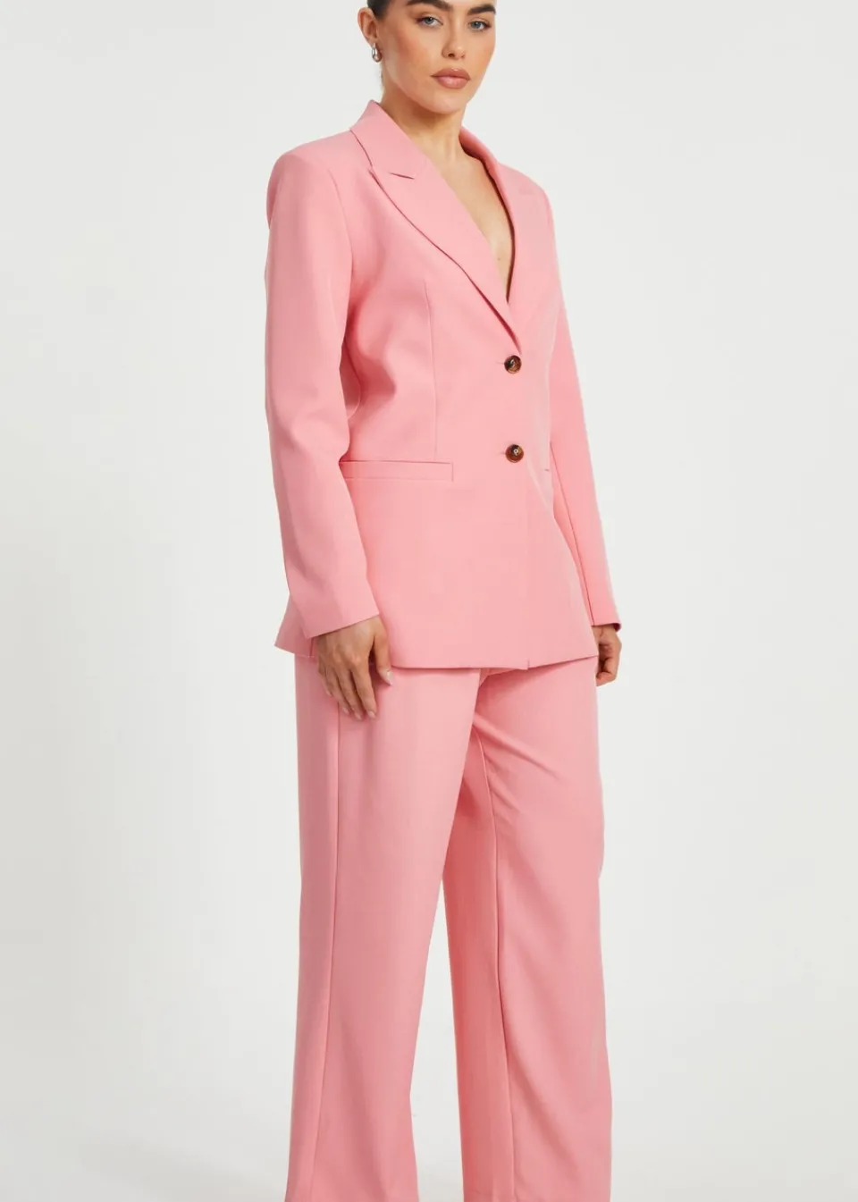 Coats & Jackets>Quiz Coral Petite Woven Long Sleeve Blazer