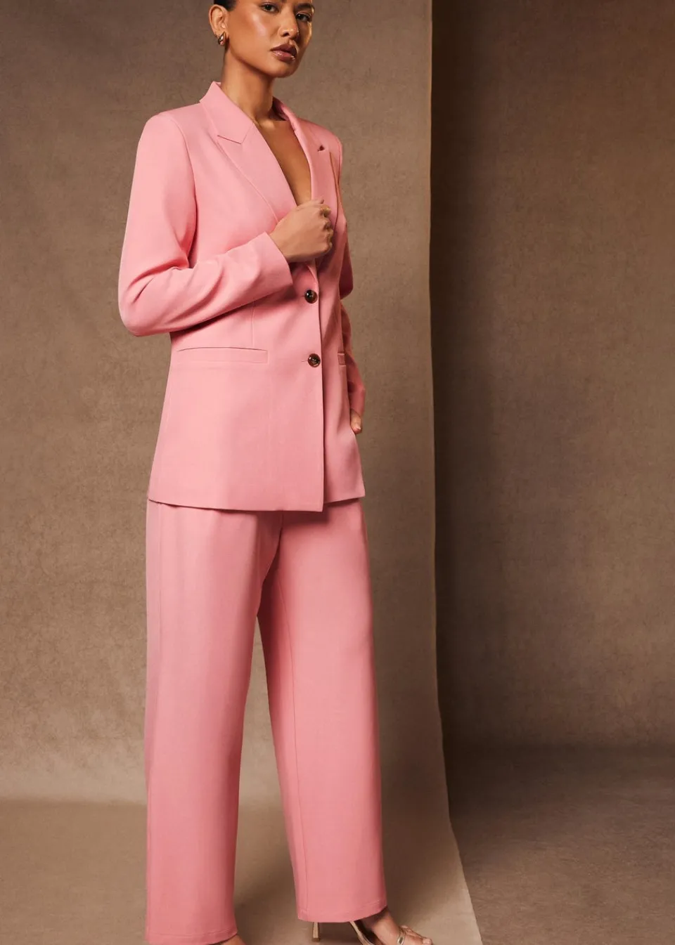 Trousers>Quiz Coral Woven Wide Leg Trousers