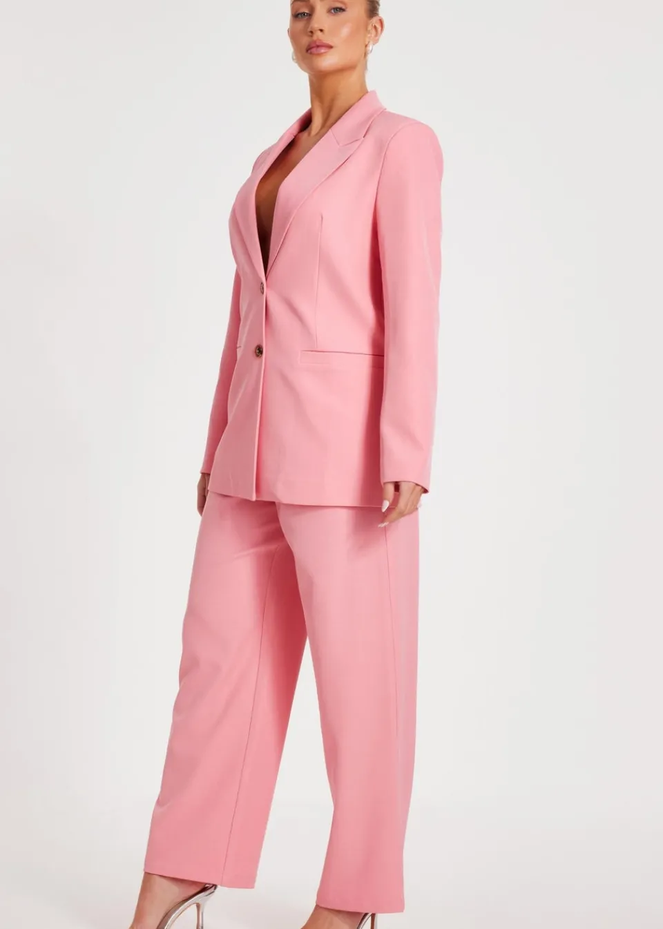 Trousers>Quiz Coral Woven Wide Leg Trousers