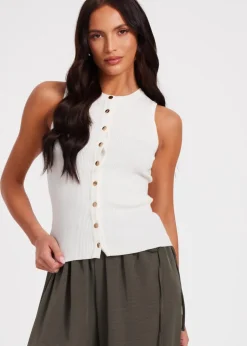 Tops>Quiz Cream Button Front Top