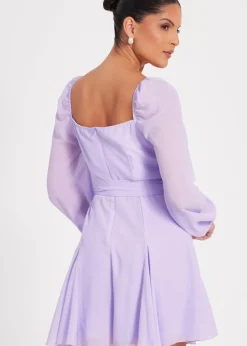 Jumpsuits & Playsuits>Quiz Lilac Chiffon Long Sleeve Playsuit