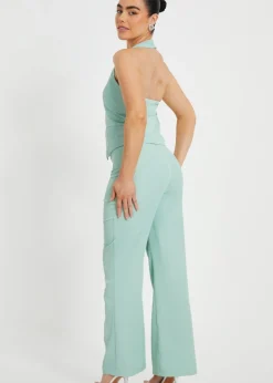 Trousers>Quiz Mint Petite Woven Flared Trousers