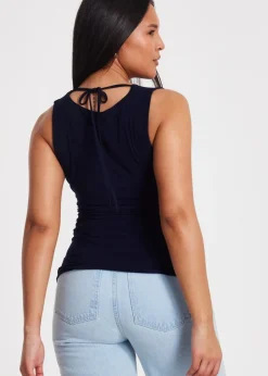 Tops>Quiz Navy Drape Back Top