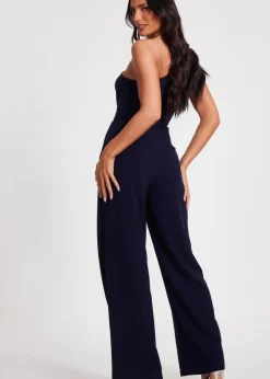 Jumpsuits & Playsuits>Quiz Navy One Shoulder Floral Jumpsuit